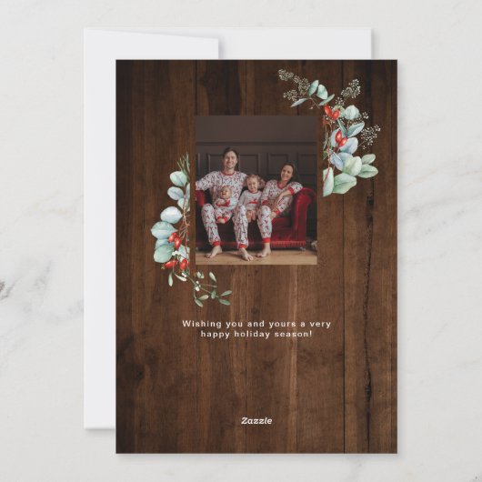 水彩植物緑色写真木素朴材 シーズンカード (裏面)