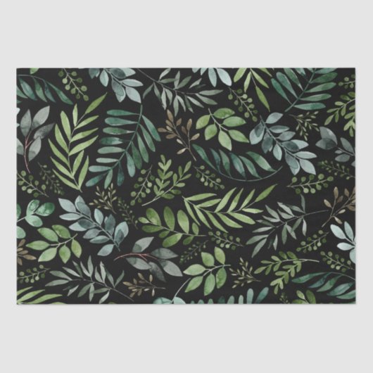 水彩植物緑葉  薄葉紙 (正面)