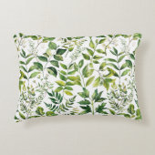 水彩植物緑離れ色 アクセントクッション (正面)