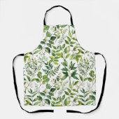 水彩植物緑離れ色 エプロン (正面)