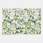 水彩植物緑離れ色 キッチンタオル (横)