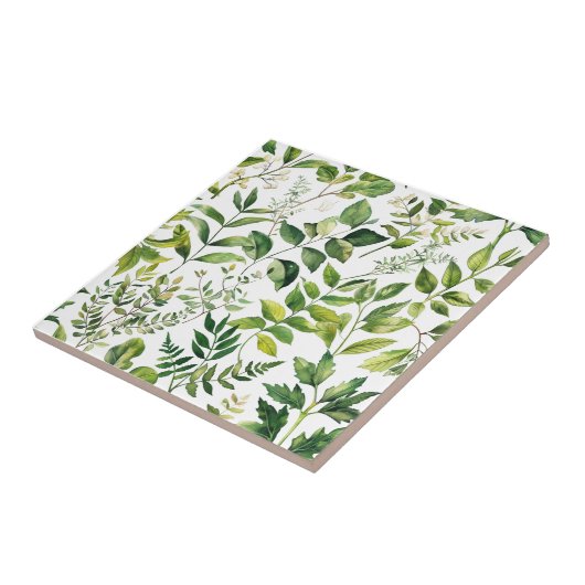 水彩植物緑離れ色 タイル (側面)