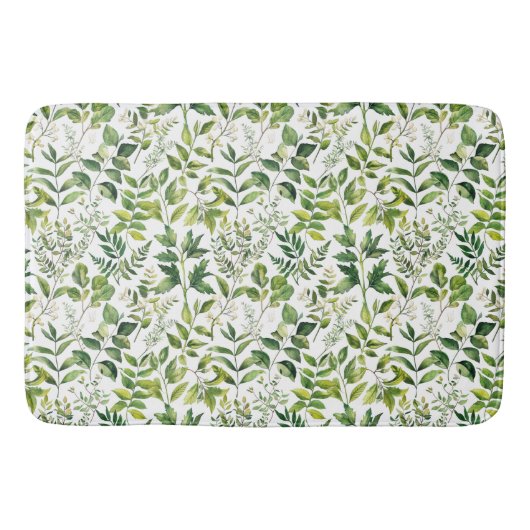 水彩植物緑離れ色 バスマット (正面)