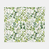 水彩植物緑離れ色 フリースブランケット (正面(横))