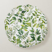 水彩植物緑離れ色 ラウンドクッション (裏面)