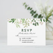 水彩植物緑RSVP 結婚s 出欠カード (スタンド正面)