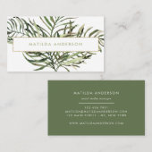 水彩植物群及び金ゴールド詳細 名刺 (正面/裏面)