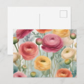 水彩植物花の模様 ポストカード (正面/裏面)