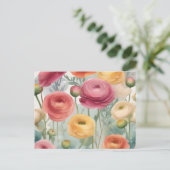 水彩植物花の模様 ポストカード (スタンド正面)