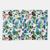 水彩植物花エレガントモノグラムの キッチンタオル (横)