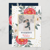 水彩植物花卉 / 紅、白＆金 シーズンカード (正面/裏面)