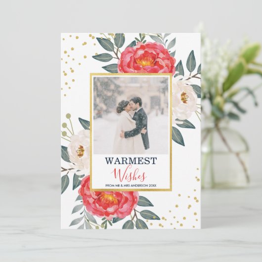 水彩植物花卉 / 红、白和金 シーズンカード (スタンド正面)