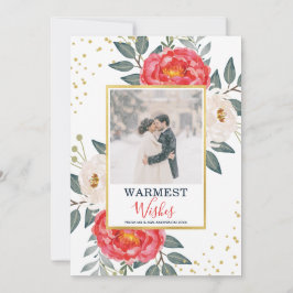 水彩植物花卉 / 红、白、金 シーズンカード