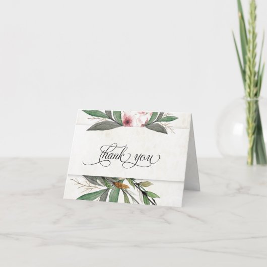 水彩植物花結婚の感謝 サンキューカード (正面)