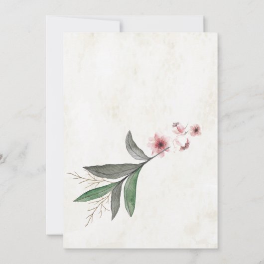 水彩植物花結婚式招待状 招待状 (裏面)