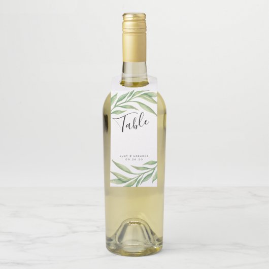 水彩植物葉の結婚表番号 ボトルネックタグ (ボトル)
