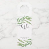 水彩植物葉の結婚表番号 ボトルネックタグ (正面)
