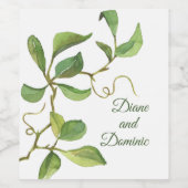 水彩植物葉ワインラベル ワインラベル (シングルラベル)