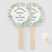 水彩植物葉結婚群の歓迎サイン ハンドファン (正面&裏面)