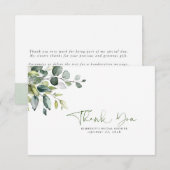 水彩植物葉 小さいありがとう サンキューカード (正面/裏面)