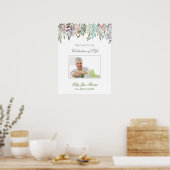 水彩植物葬儀ウェルカムサイン - 18 x 24 ポスター (キッチン)