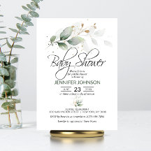 水彩植物観葉緑の赤ちゃんシャワー