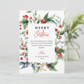 水彩植物赤い果実フォトクリスマス シーズンカード (スタンド正面)