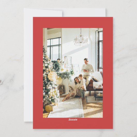 水彩植物赤い果実フォトクリスマス シーズンカード (裏面)