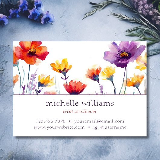 水彩植物野花 名刺