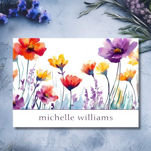 水彩植物野花 名刺