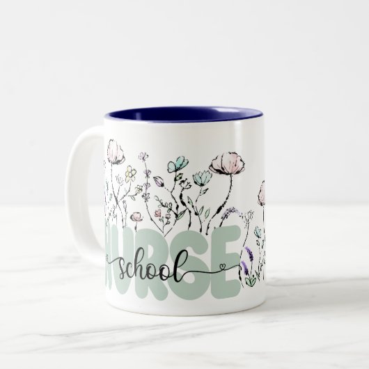 水彩植物野草学校ナース ツートーンマグカップ (正面左)