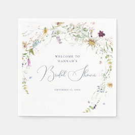水彩植物野草花ブライダルシャワー スタンダードカクテルナプキン