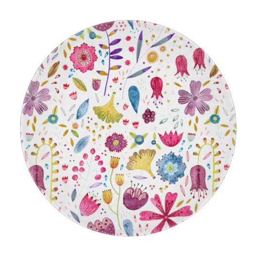 水彩植物野草花ヘッジロー絵画ズ カッティングボード (正面)