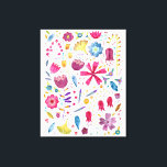 水彩植物野草花ヘッジロー絵画ズ キャンバスプリント<br><div class="desc">白いモダン背景に絵画散らばる豊かな秋葉色の花や花の水彩画。</div>