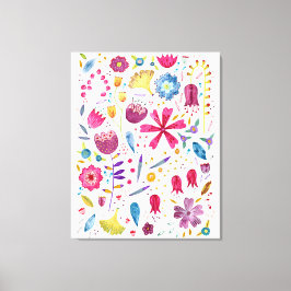 水彩植物野草花ヘッジロー絵画ズ キャンバスプリント