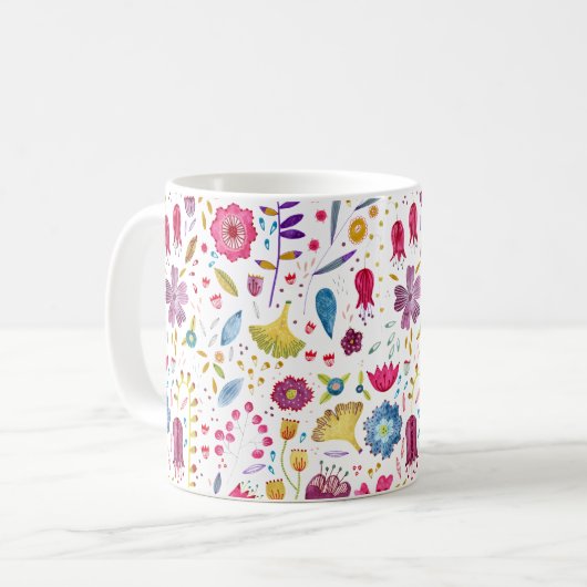 水彩植物野草花ヘッジロー絵画ズ コーヒーマグカップ (正面左)