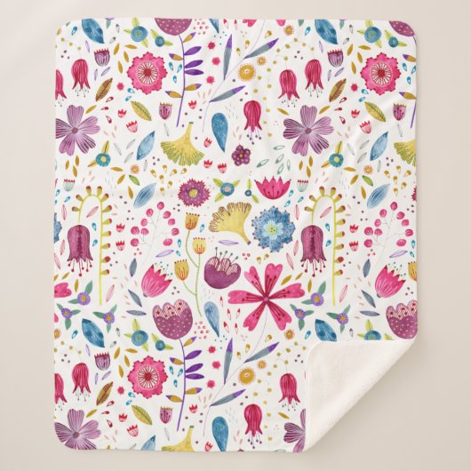 水彩植物野草花ヘッジロー絵画ズ シェルパブランケット (正面)
