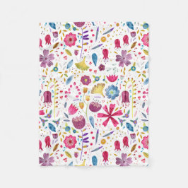 水彩植物野草花ヘッジロー絵画ズ フリースブランケット