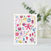 水彩植物野草花ヘッジロー絵画ズ ポストカード (スタンド正面)