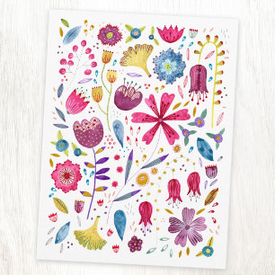 水彩植物野草花ヘッジロー絵画ズ ポストカード