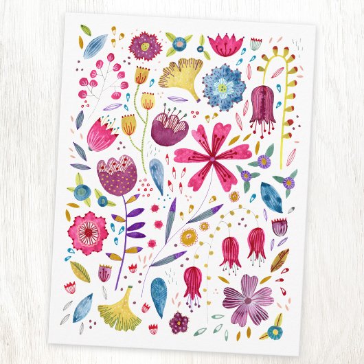 水彩植物野草花ヘッジロー絵画ズ ポストカード