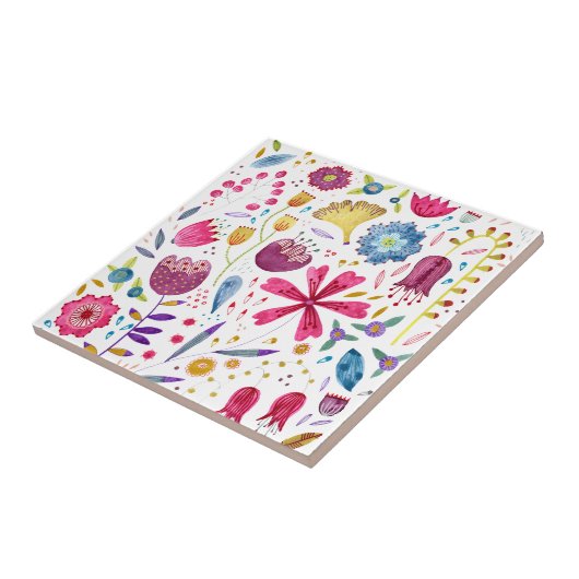 水彩植物野草 タイル (側面)