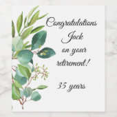 水彩植物食品飲料ラベルセット ワインラベル (シングルラベル)