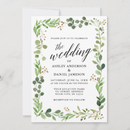 水彩植物骨格ユーカリ結婚ス 招待状