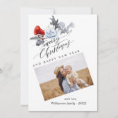 水彩植物 メリークリスマス フォト シーズンカード (正面)