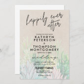水彩植物，永遠に幸せ結婚に 招待状 (正面/裏面)