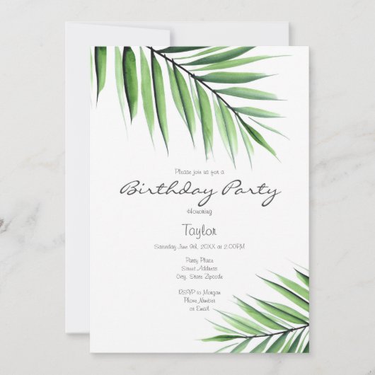 '水彩椰子の木' 招待状 (正面)