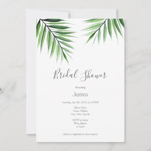 '水彩椰子の木' 招待状 (正面)