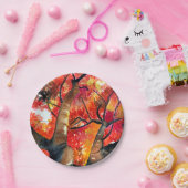 水彩楓日本のの木 ペーパープレート (パーティー)