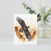 水彩楔尾イーグル飛んでいる ポストカード (スタンド正面)